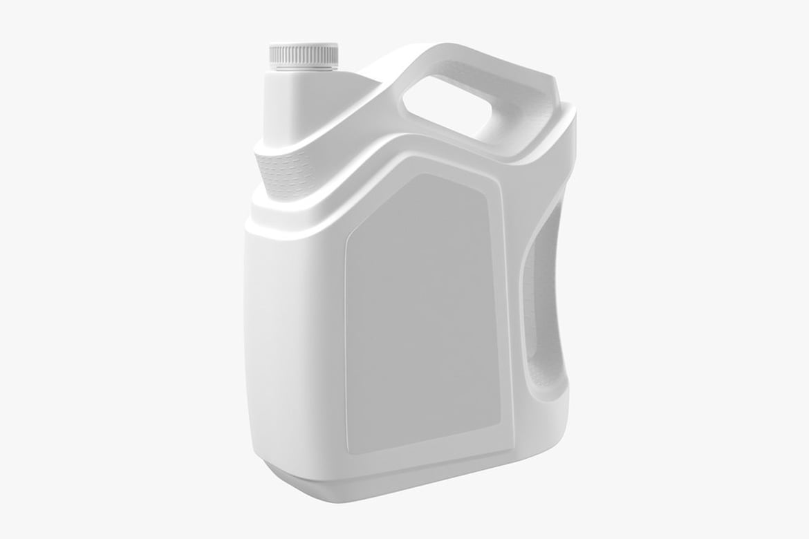 Download White Plastic Bottle, White Plastic Container with Integrated Handle and Screw Cap 3D Model