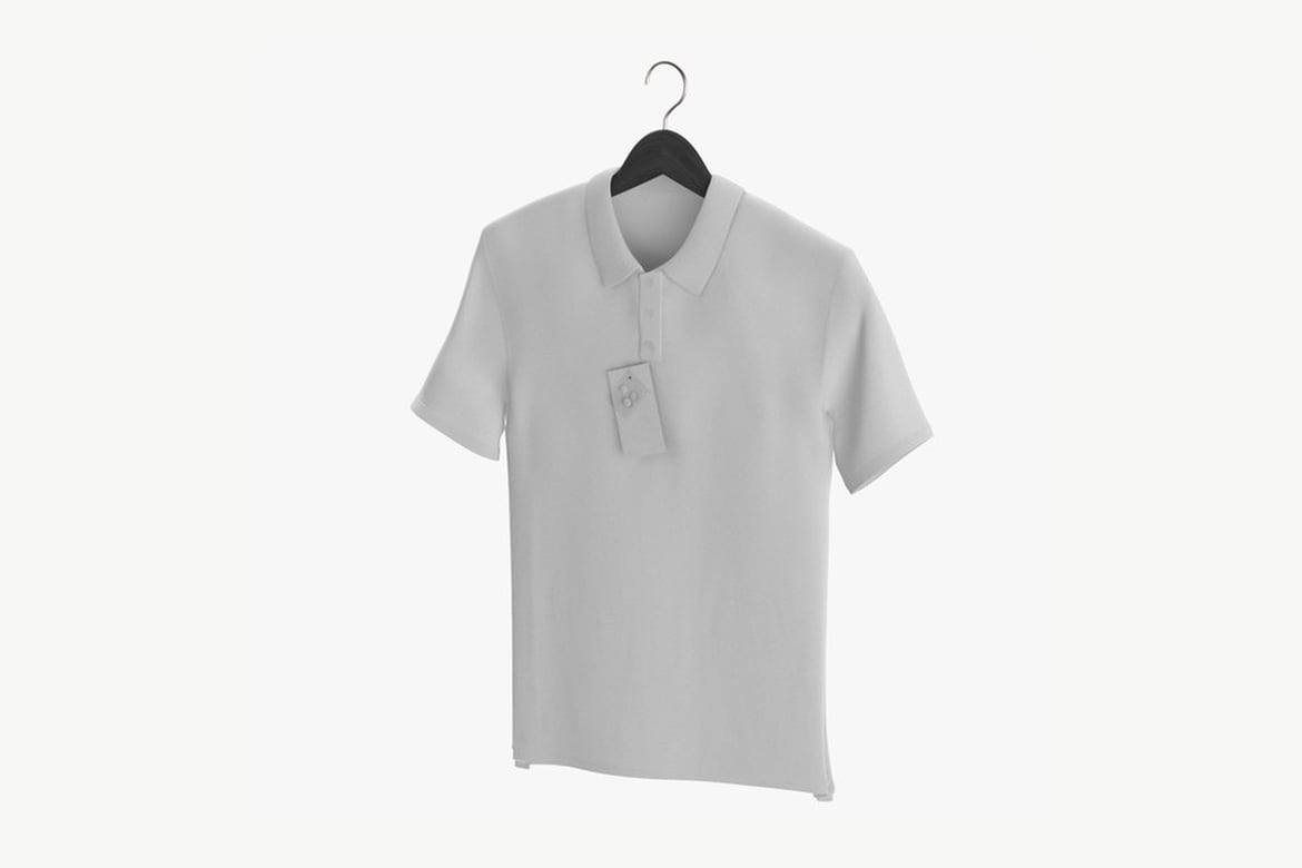 Download White Polo Shirt on Black Hanger 3D Model