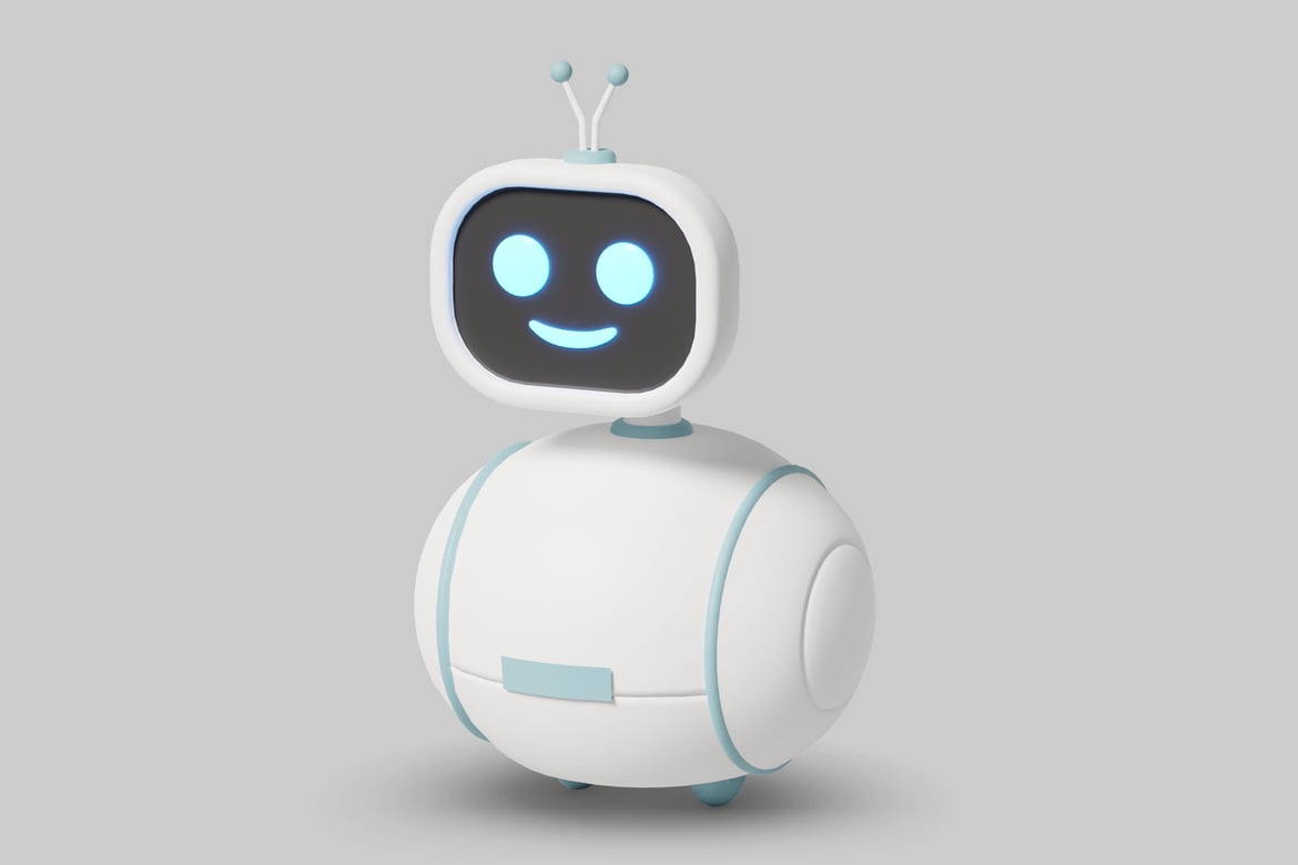 Download White robot with a smiling face 3D Model