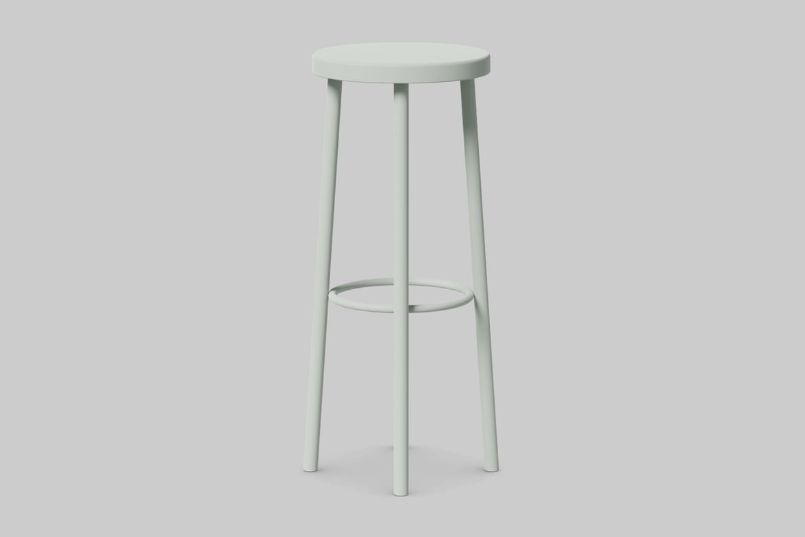 Download White stool with four legs and a round seat 3D Model