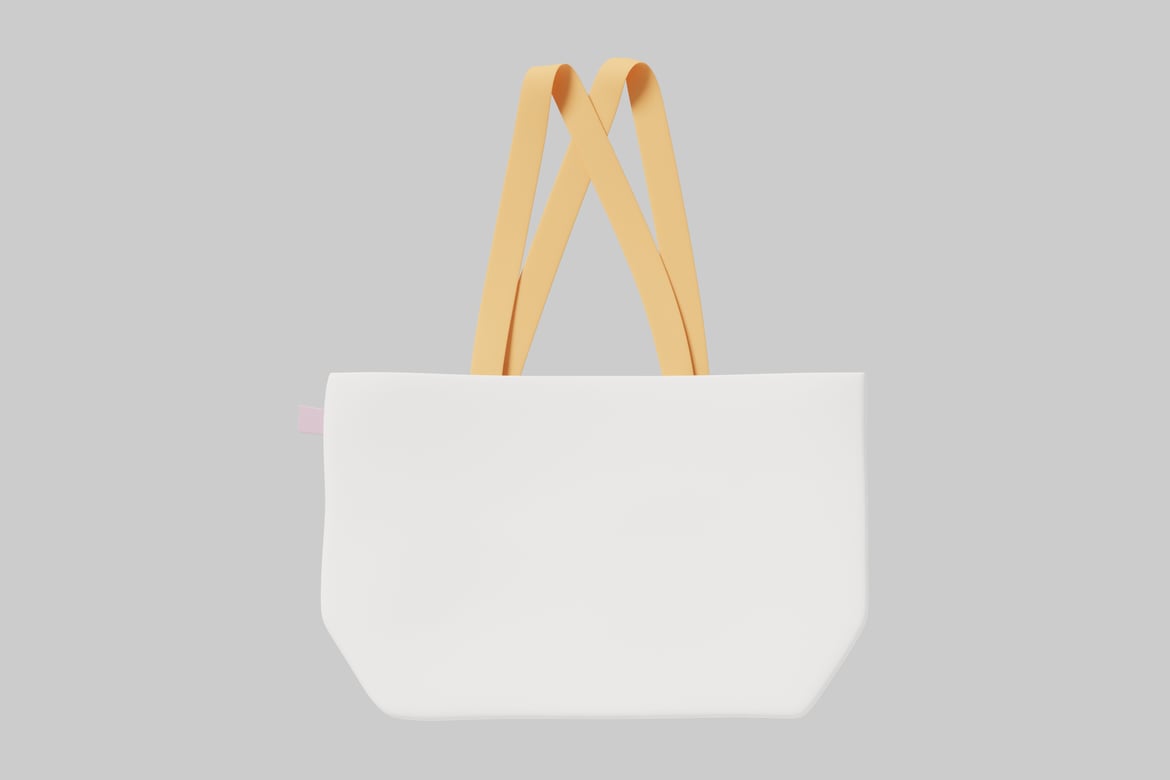 Download White tote bag with yellow straps. 3D Model