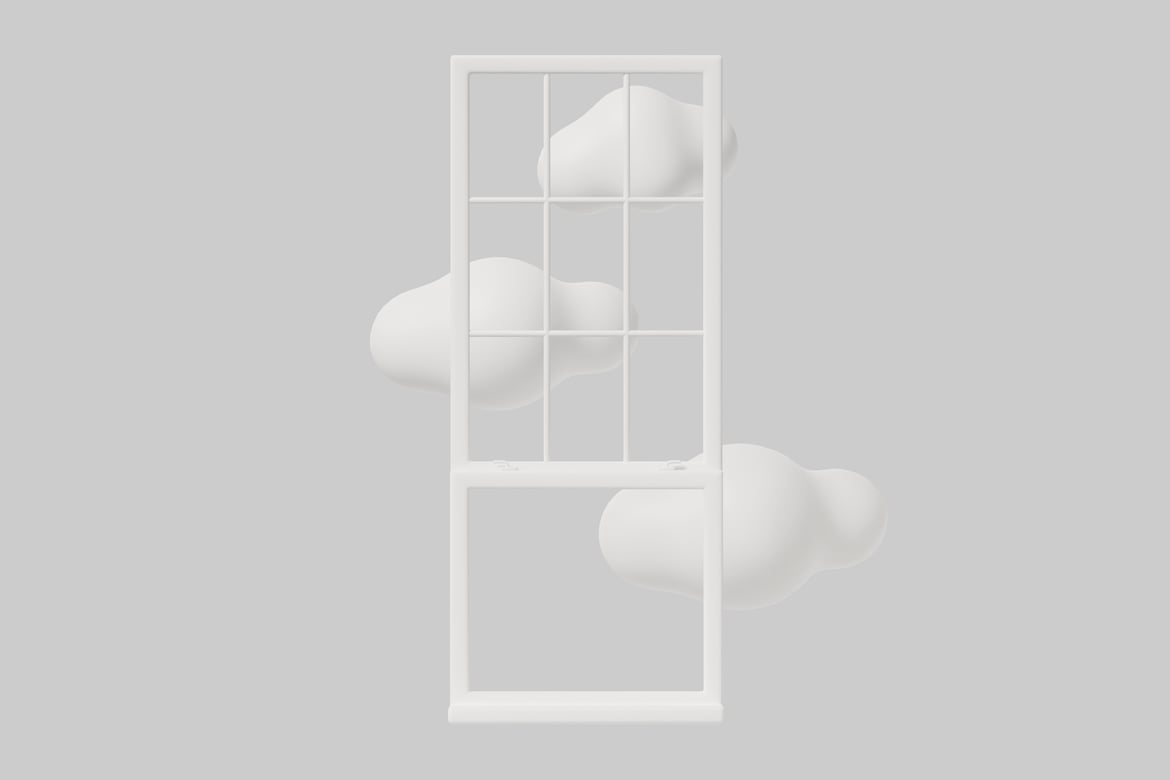 Download White window with nine panes. 3D Model