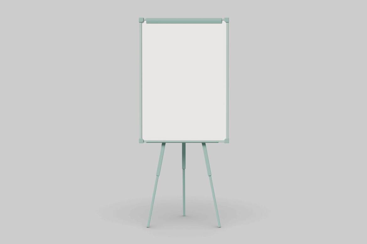 Download Whiteboard with a light green frame and stand 3D Model