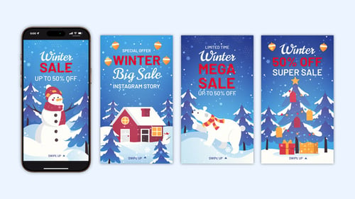 Download Winter Sale Instagram Stories | Merry Christmas stories After Effect Template