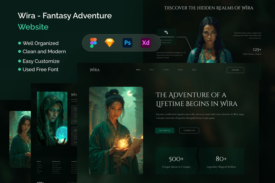 Download Wira - Fantasy Adventure Website Figma Design