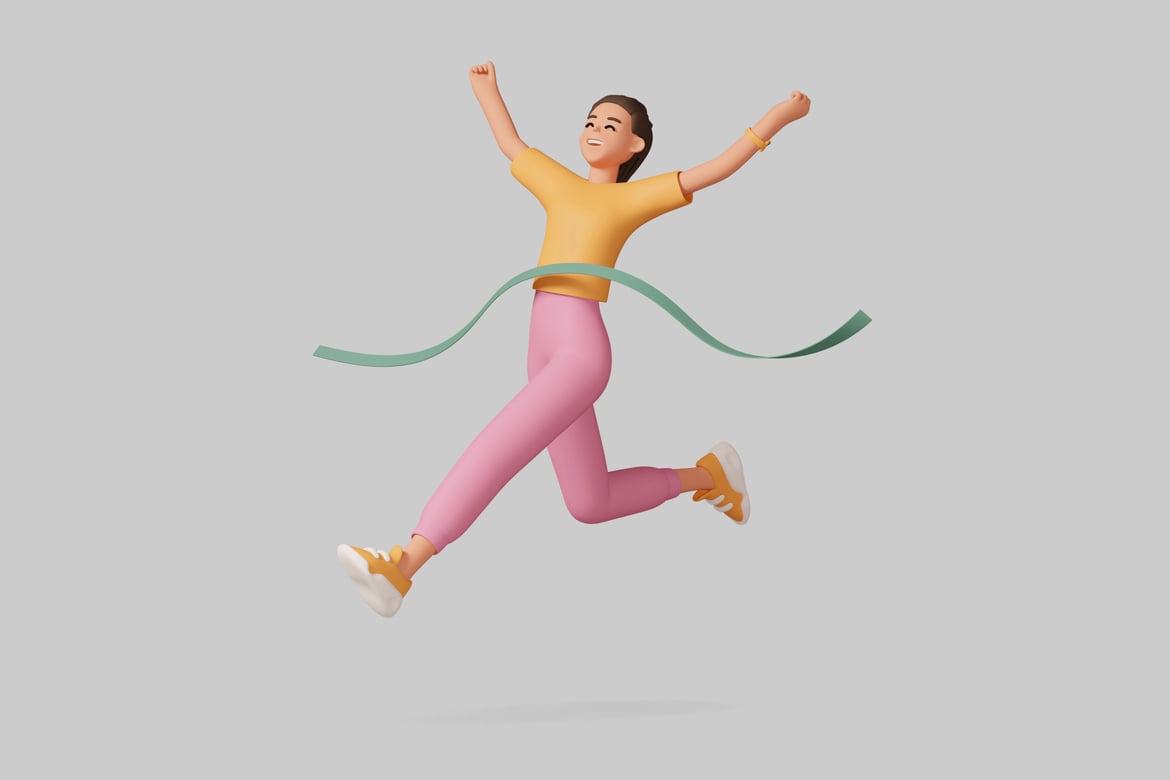 Download Woman crossing finish line. 3D Model