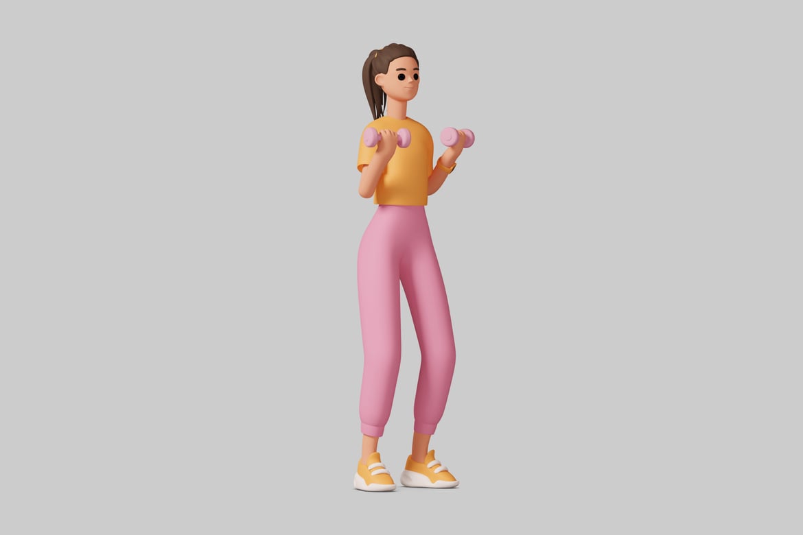 Download Woman exercising with dumbbells. 3D Model