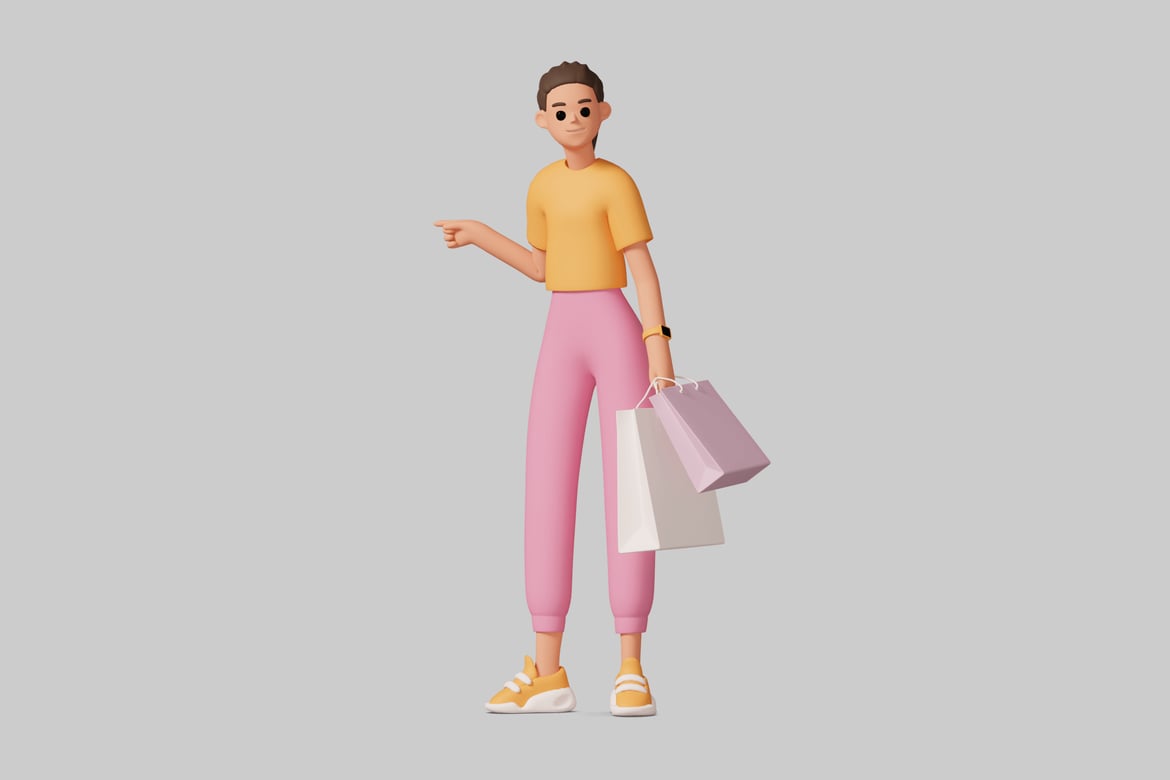 Download Woman holding shopping bags 3D Model