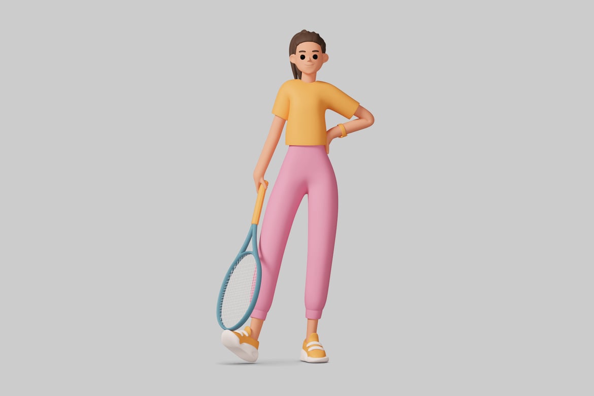 Download Woman holding tennis racket. 3D Model