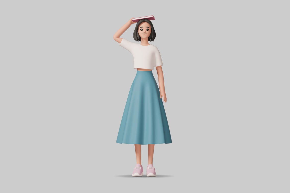 Download Woman in a Cartoon Style Illustration 3D Model