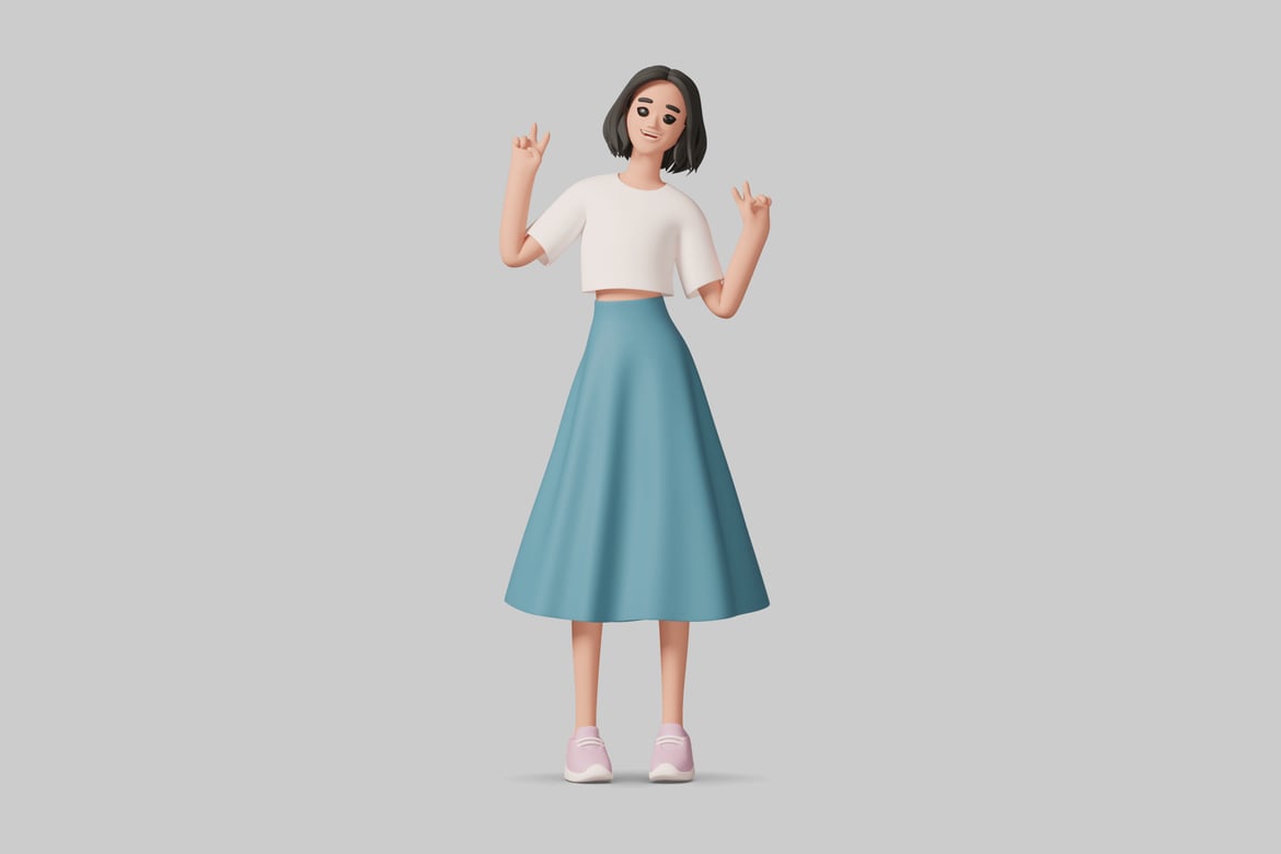 Download Woman in a Crop Top and Skirt 3D Model