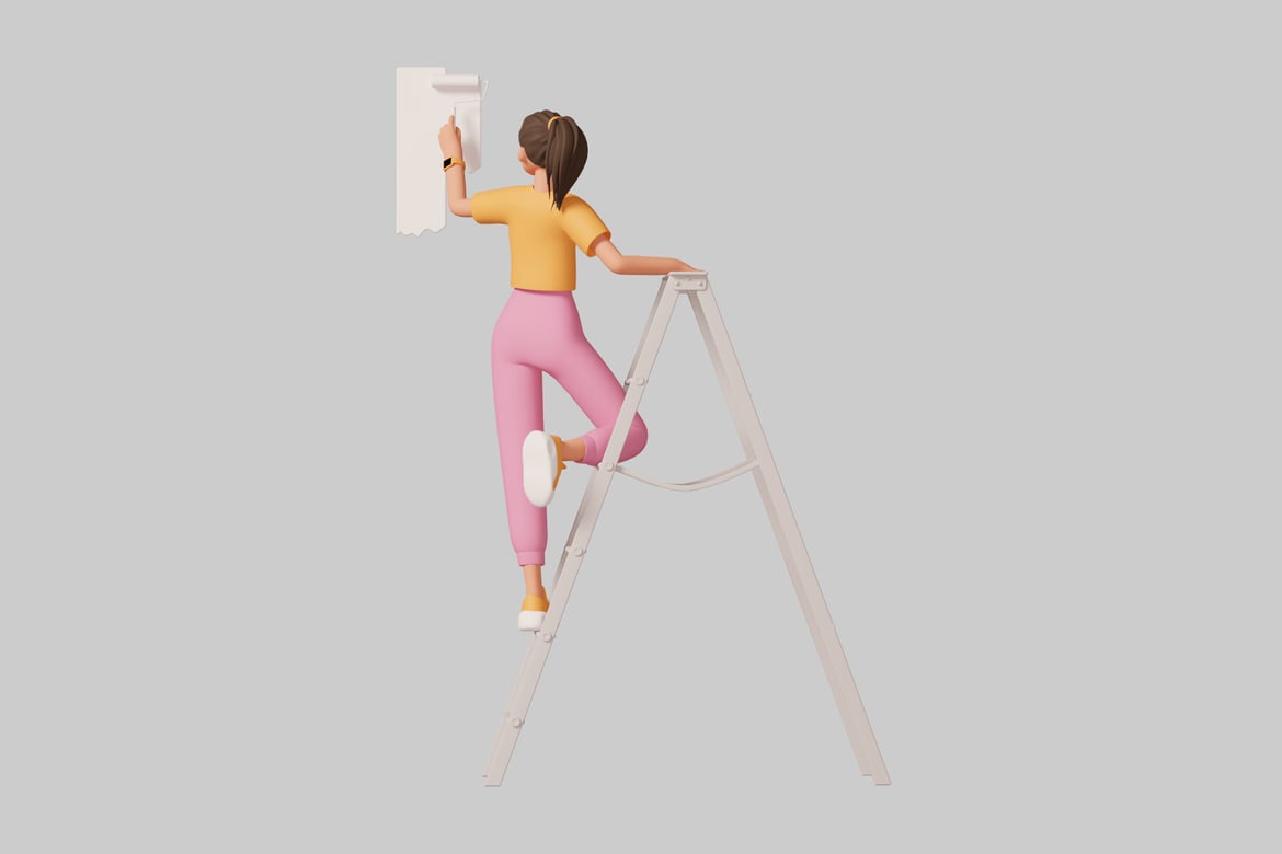 Download Woman painting a wall. 3D Model