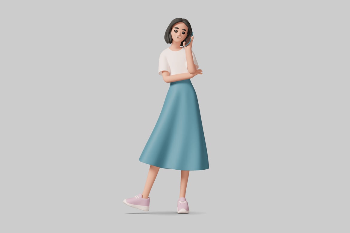 Download Woman talking on a cellphone. 3D Model