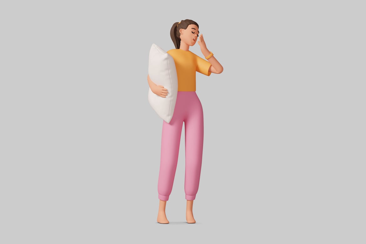 Download Woman with a pillow 3D Model