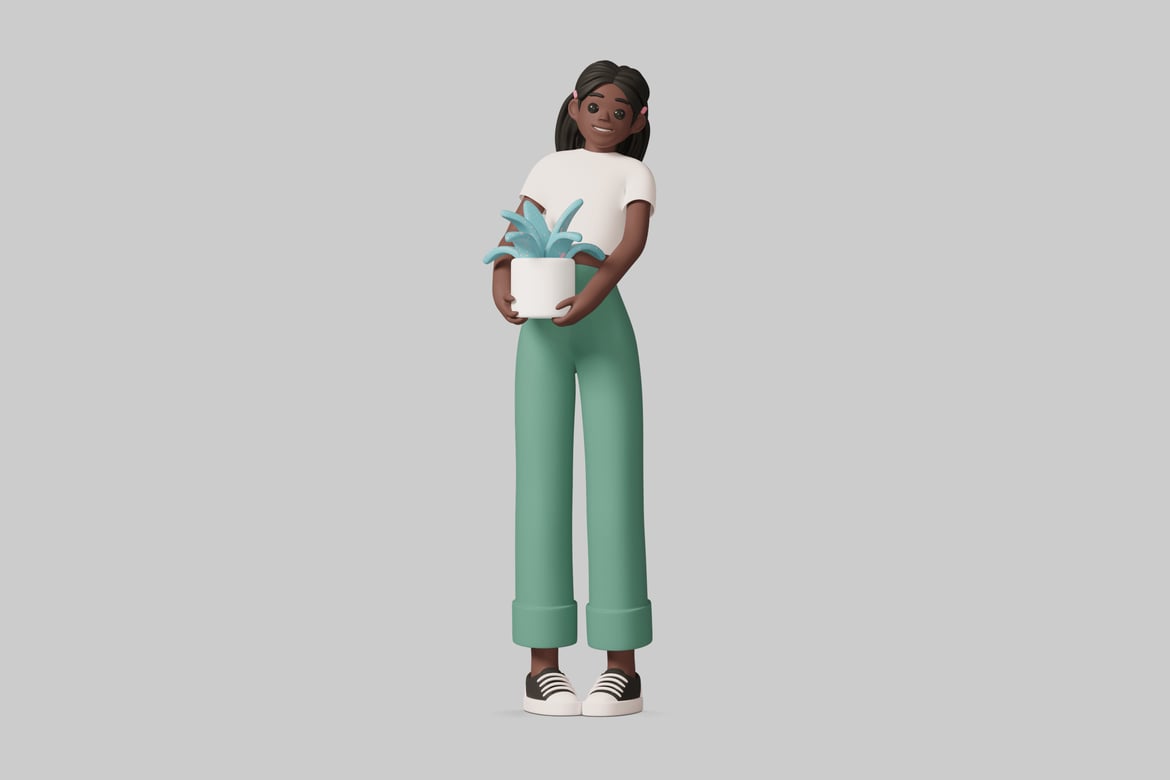 Download Woman with a plant 3D Model