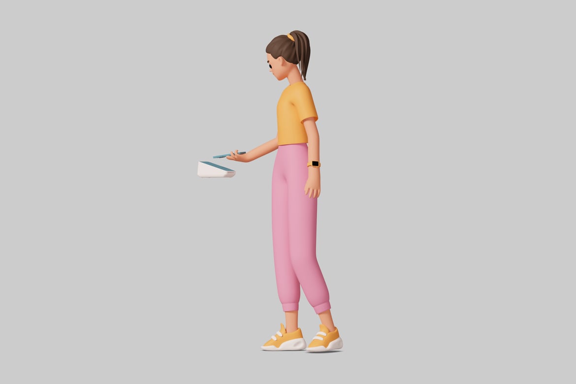 Download Woman with a slice of cake 3D Model