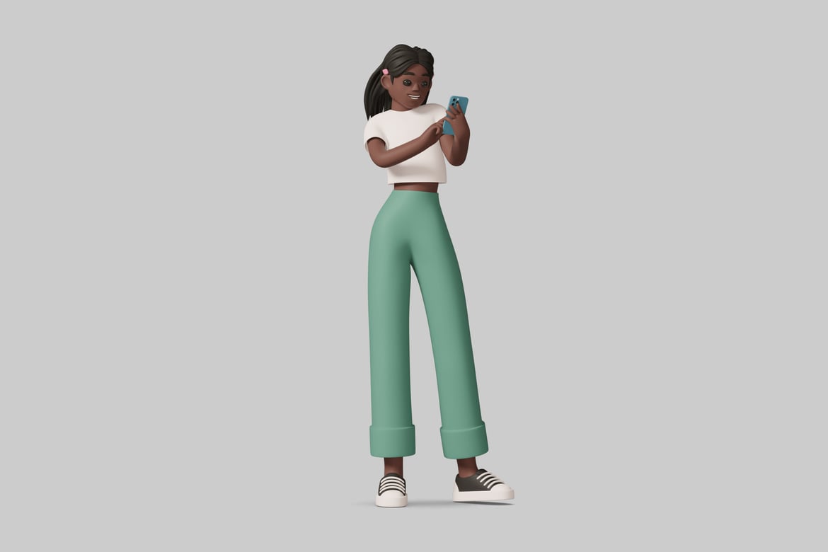 Download Woman with cell phone 3D Model