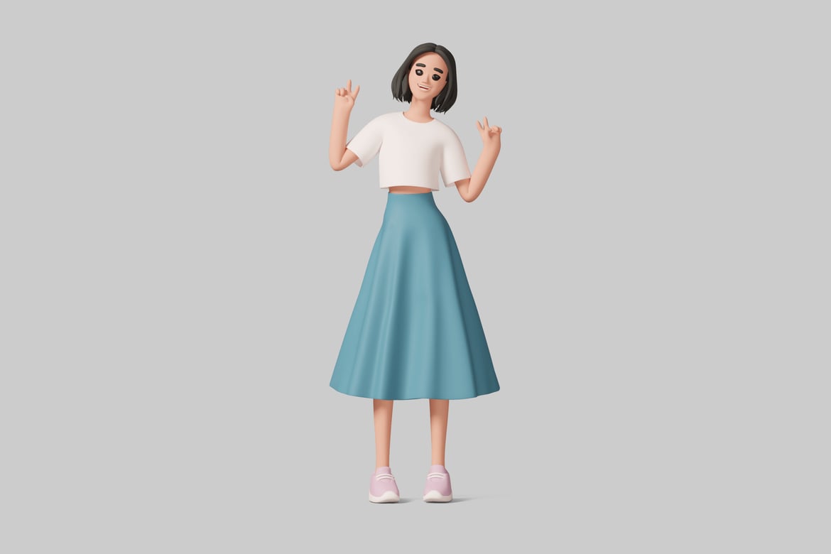 Download Woman with peace sign gesture 3D Model