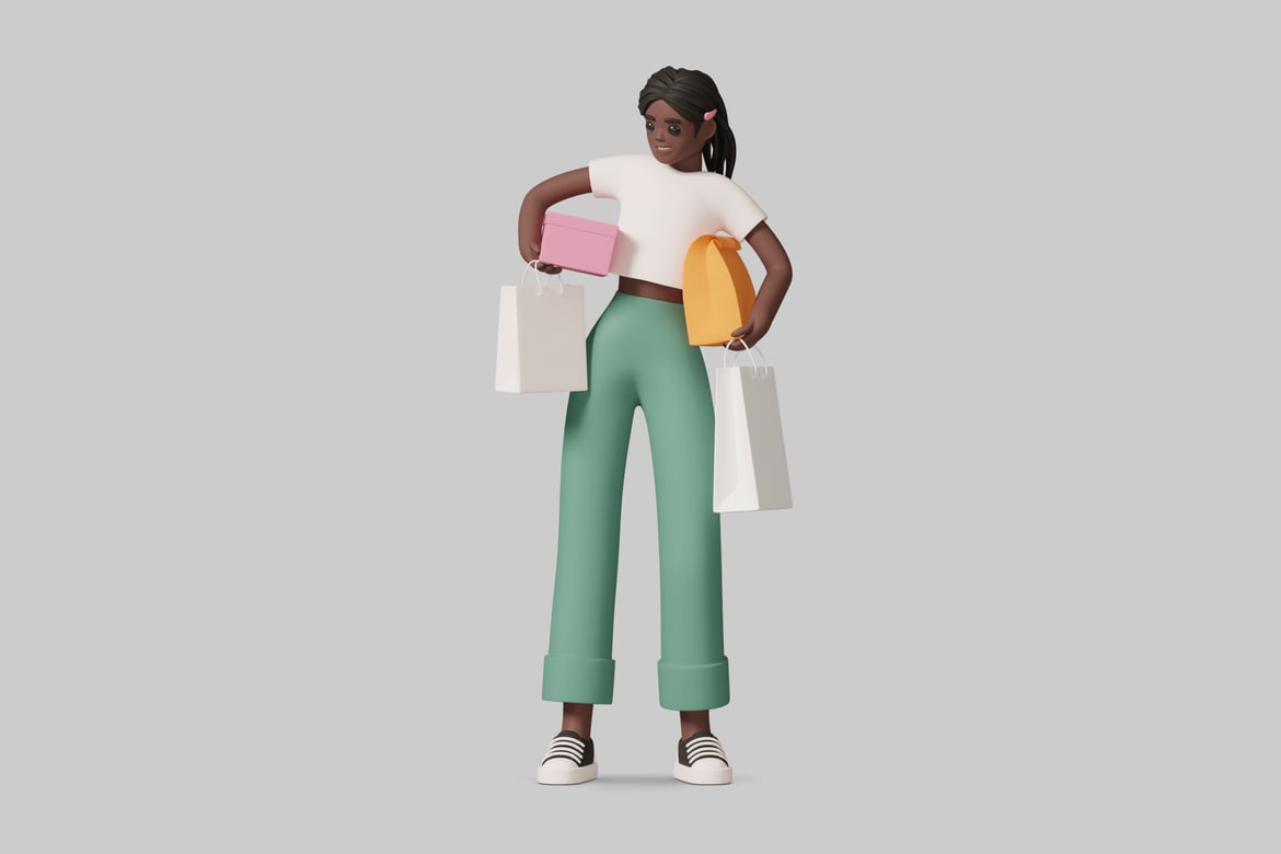 Download Woman with shopping bags. 3D Model