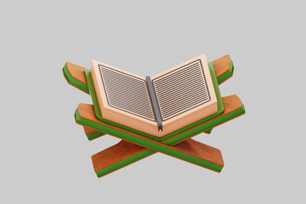 Download Wooden book stand with open book 3D Model