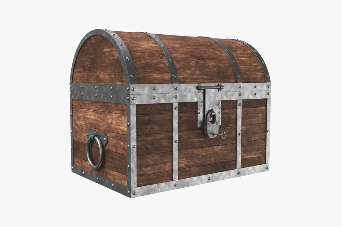 Download Wooden Chest with Metal Frame and Hardware 3D Model