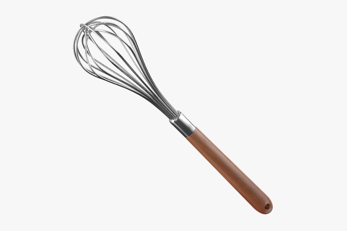 Download Wooden-Handled Whisk with Circular Wire Head 3D Model