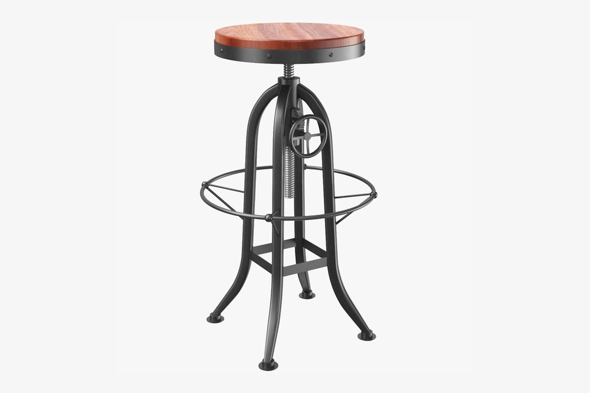 Download Wooden Seat Stool with Black Metal Frame 3D Model