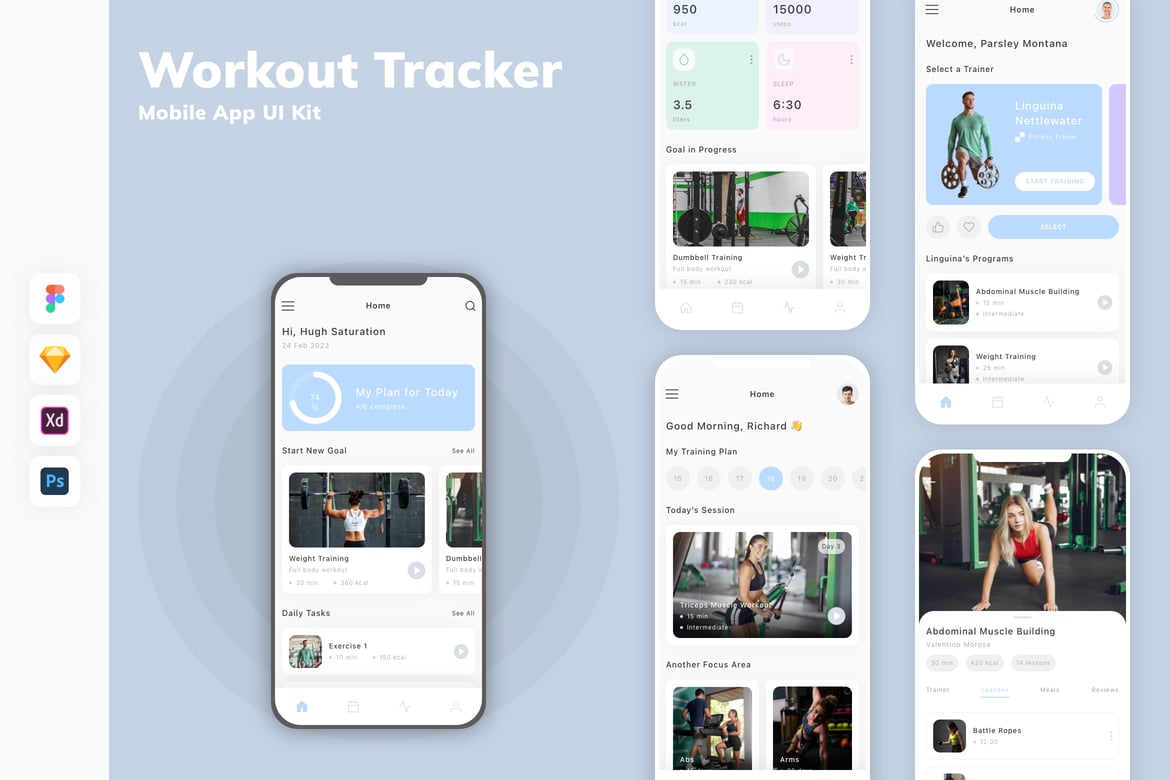 Download Workout Tracker Mobile App UI Kit Figma Design