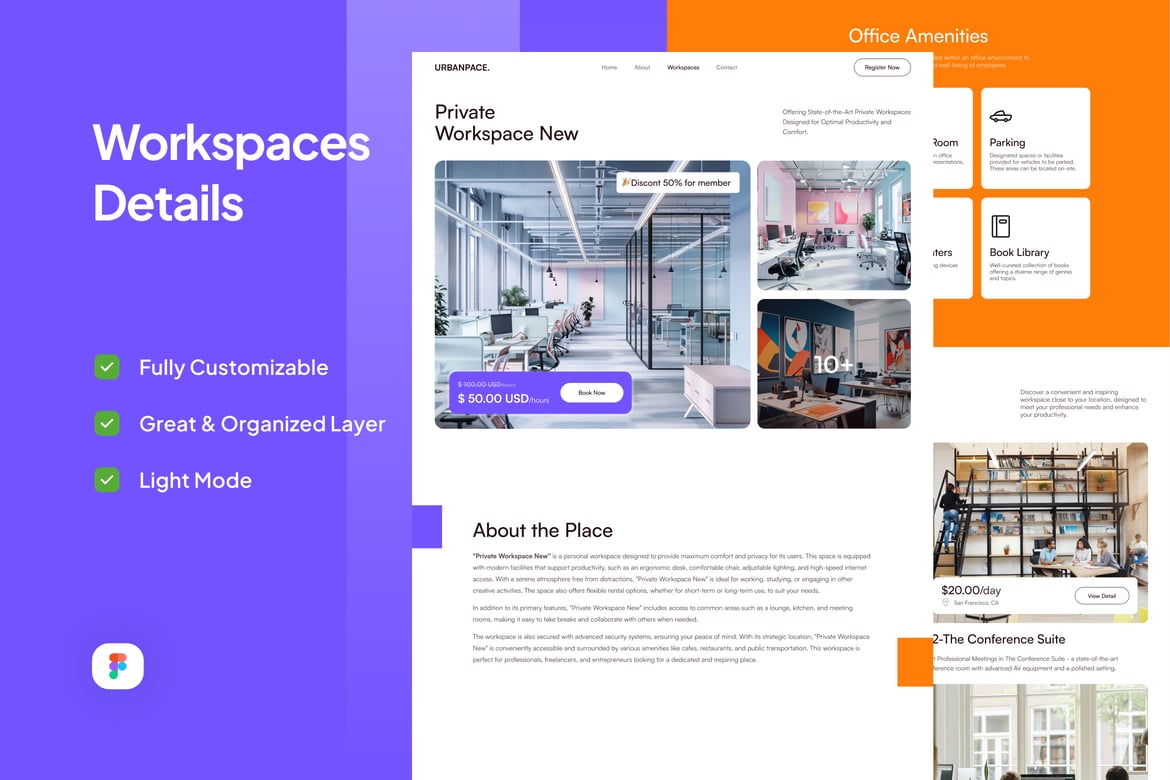 Download Workspaces Details - Urbanpace Figma Design