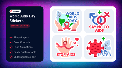 Download World Aids Day Stickers After Effect Template