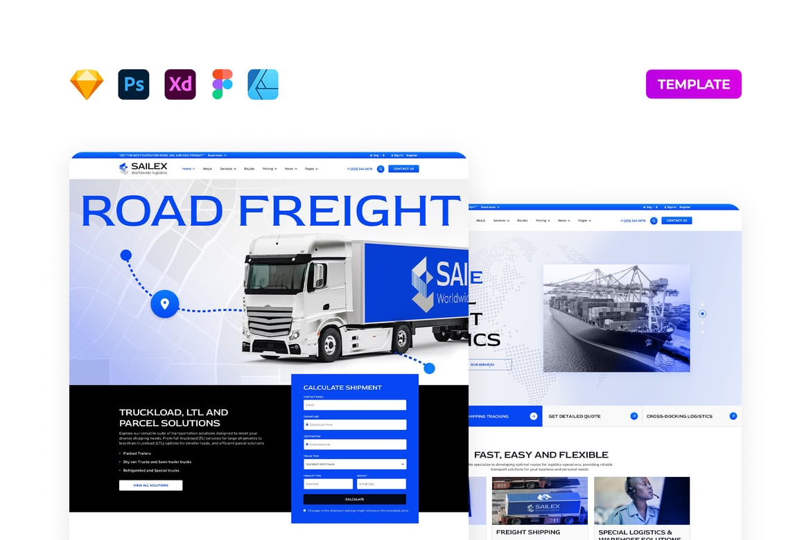 Download Worldwide Logistics Company Website Template Figma Design