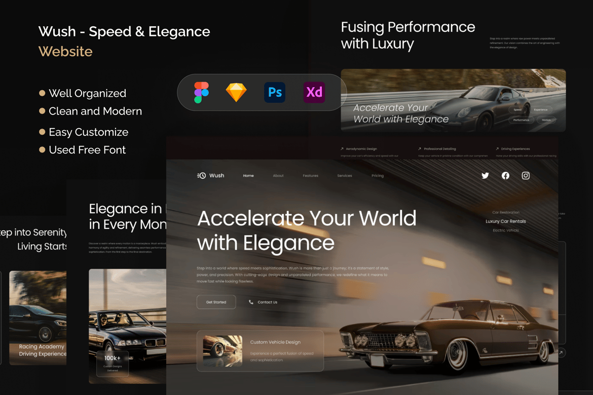 Download Wush - Speed & Elegance Website Figma Design