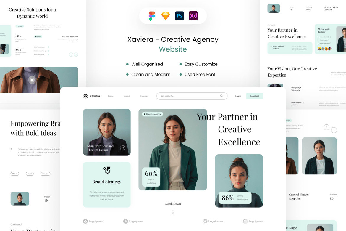 Download Xaviera - Creative Agency Website Figma Design