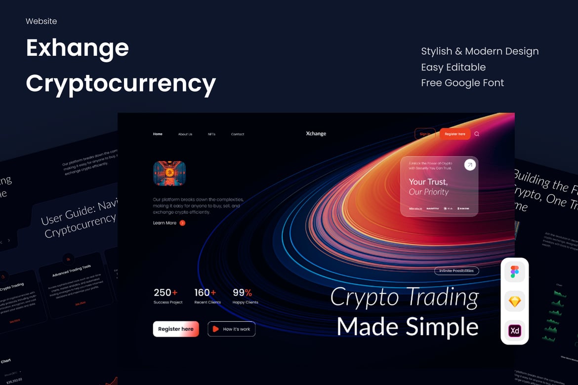 Download Xchange - Cryptocurrency Exchange Website Figma Design