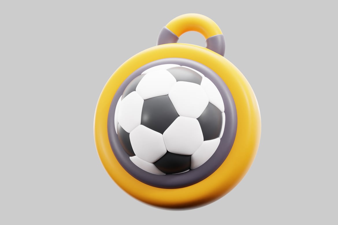 Download Yellow and gray circular object with soccer ball 3D Model