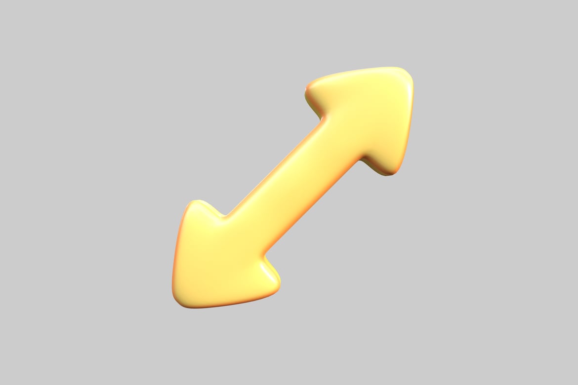 Download Yellow arrow pointing up and to the right. 3D Model