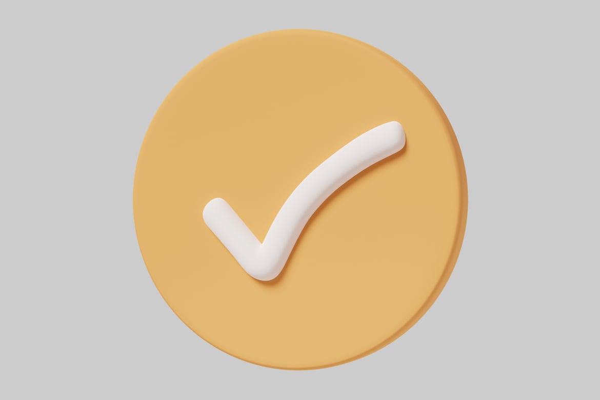 Download Yellow circle with white checkmark 3D Model