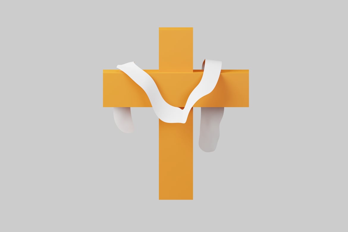 Download Yellow cross with white ribbon 3D Model