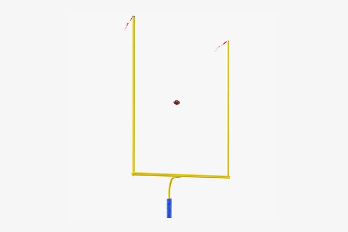 Download Yellow Goalpost with Airborne Football and Red Flags 3D Model