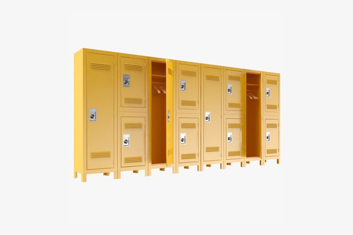 Download Yellow Lockers with Open and Closed Doors 3D Model