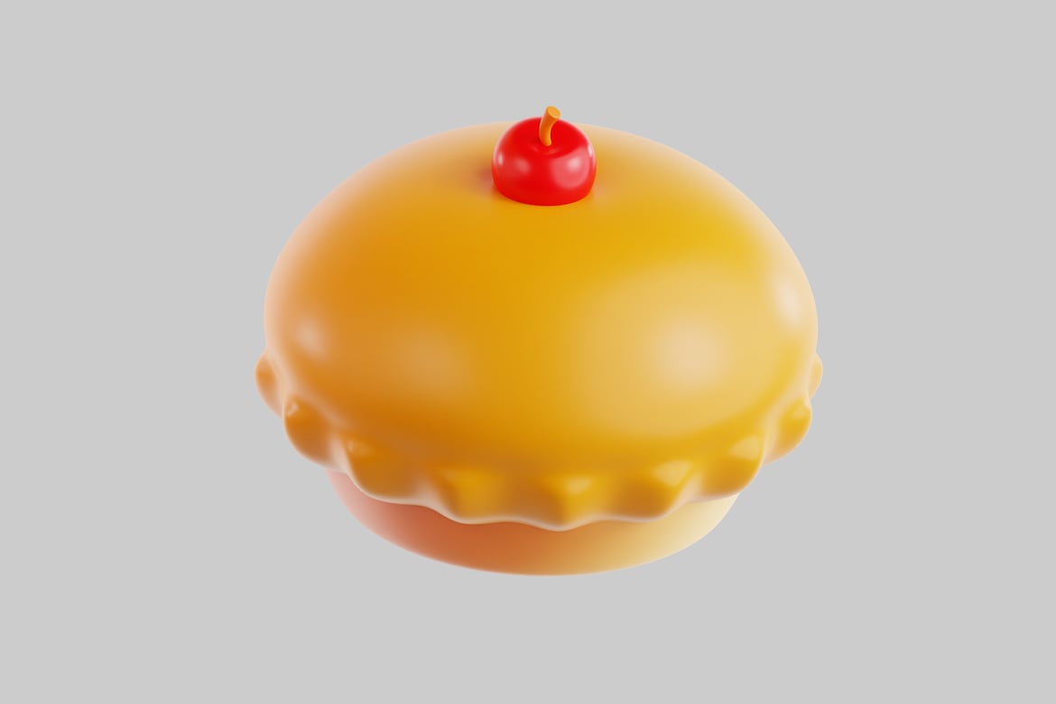 Download Yellow object with red cherry. 3D Model