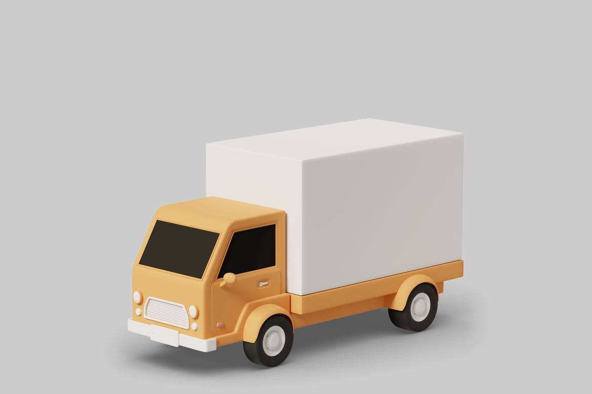 Download Yellow truck with white box 3D Model