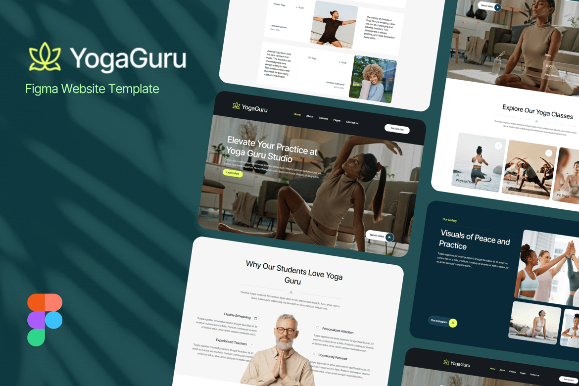 Download Yoga Guru - Yoga Teacher & Studio Web Template Figma Design