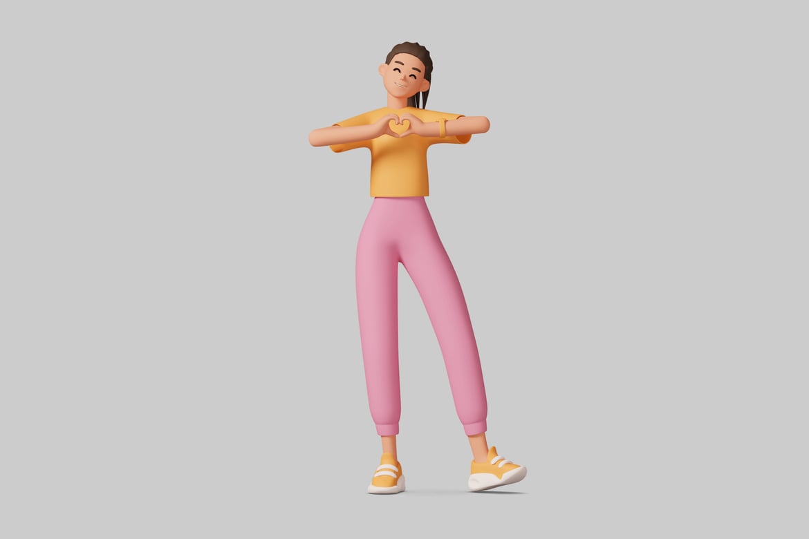 Download Young girl in a playful pose. 3D Model