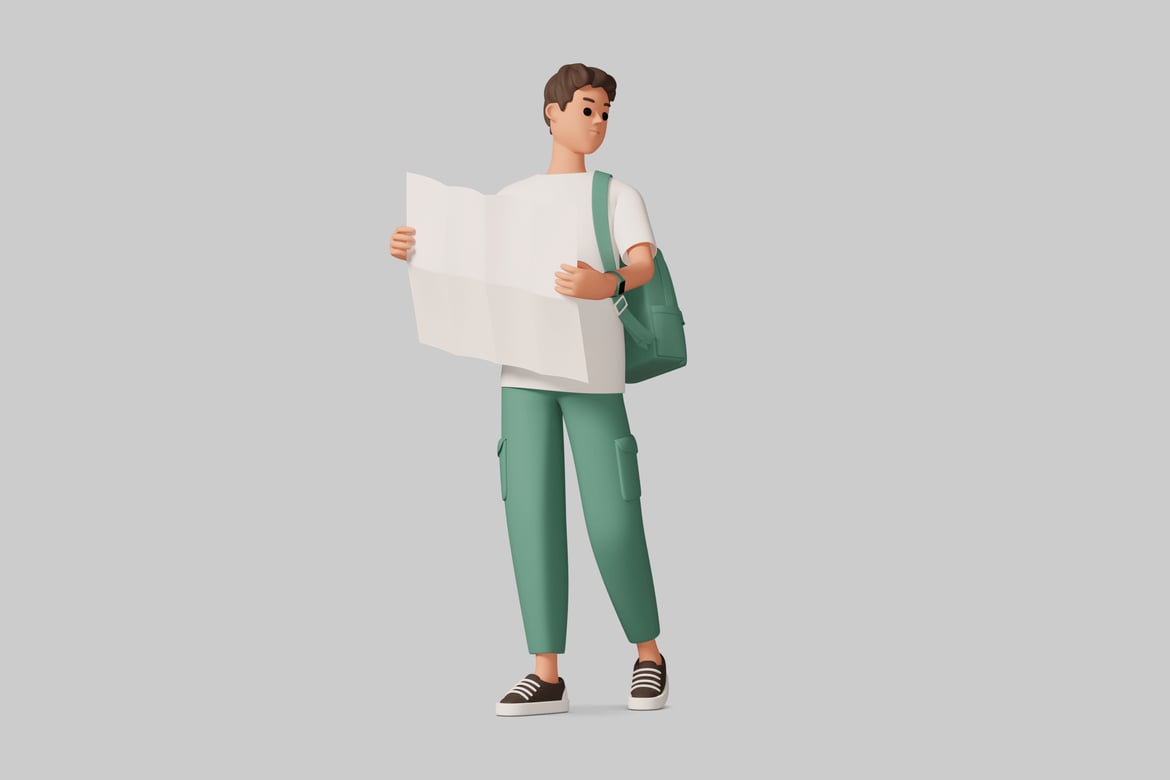 Download Young man holding a map 3D Model