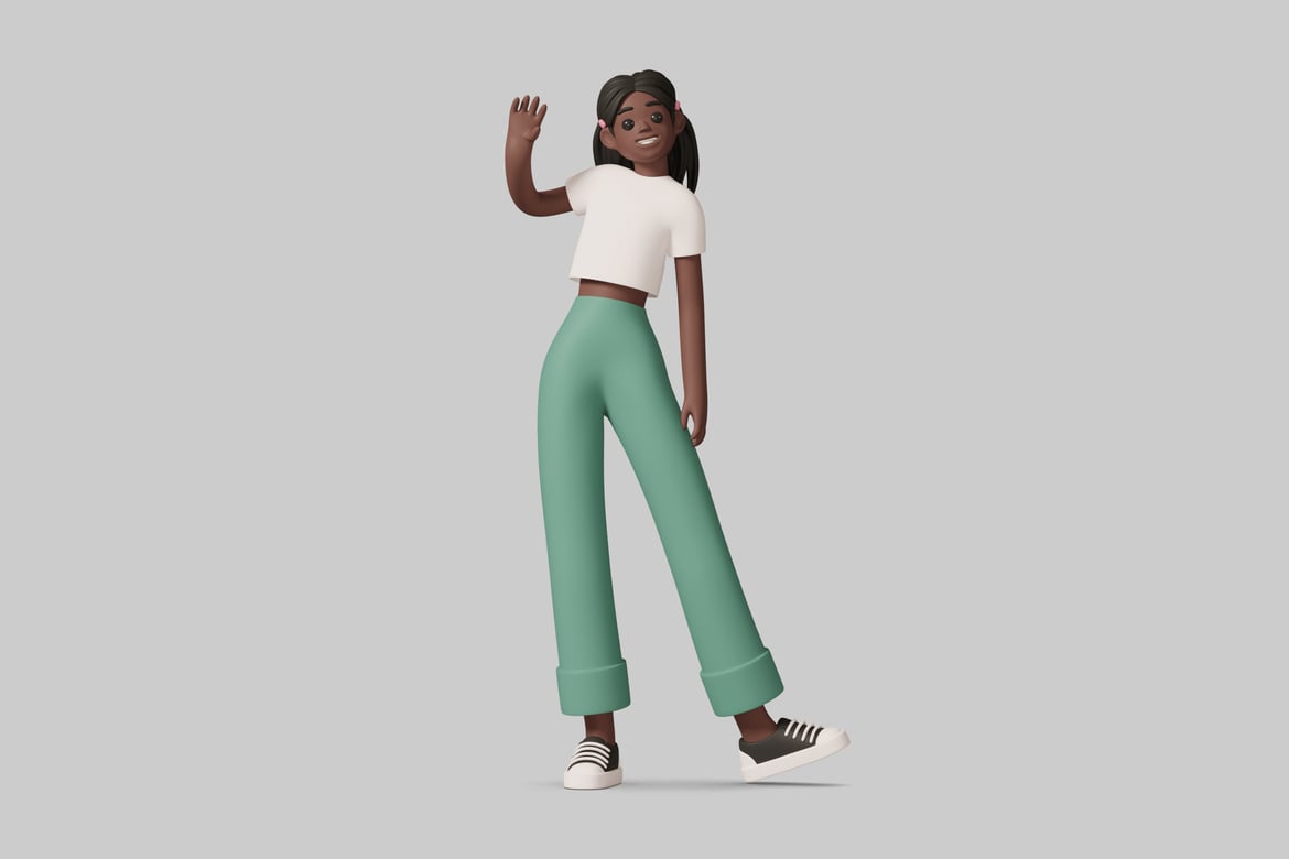 Download Young woman in a dynamic pose. 3D Model