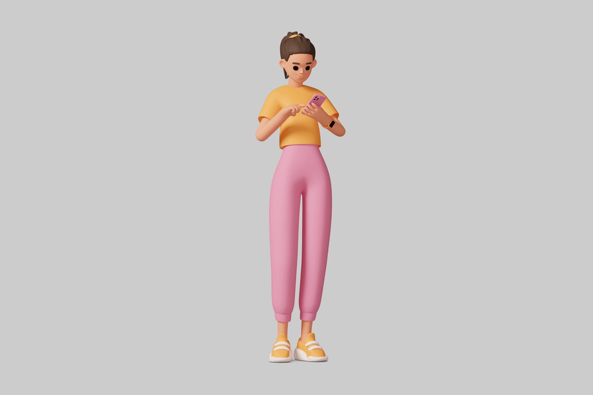 Download Young woman using a cell phone 3D Model