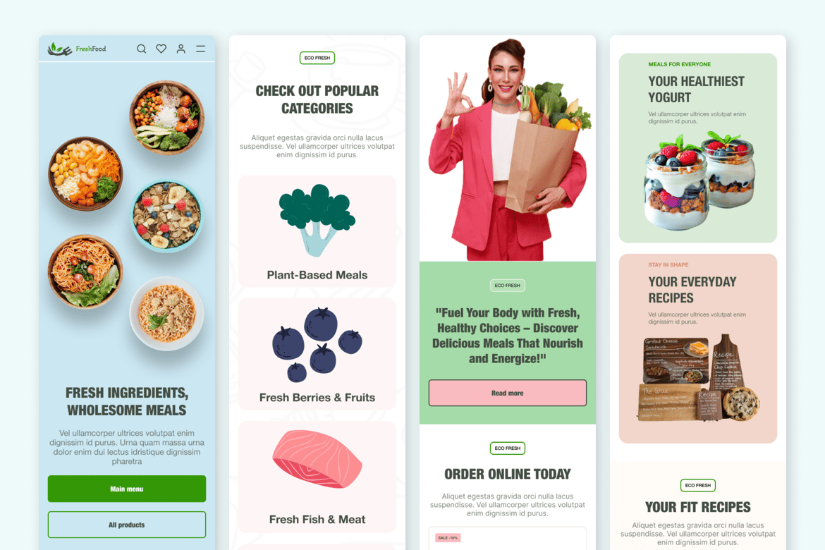 Download YourFood - Fresh Food Figma Mobile Template Figma Design