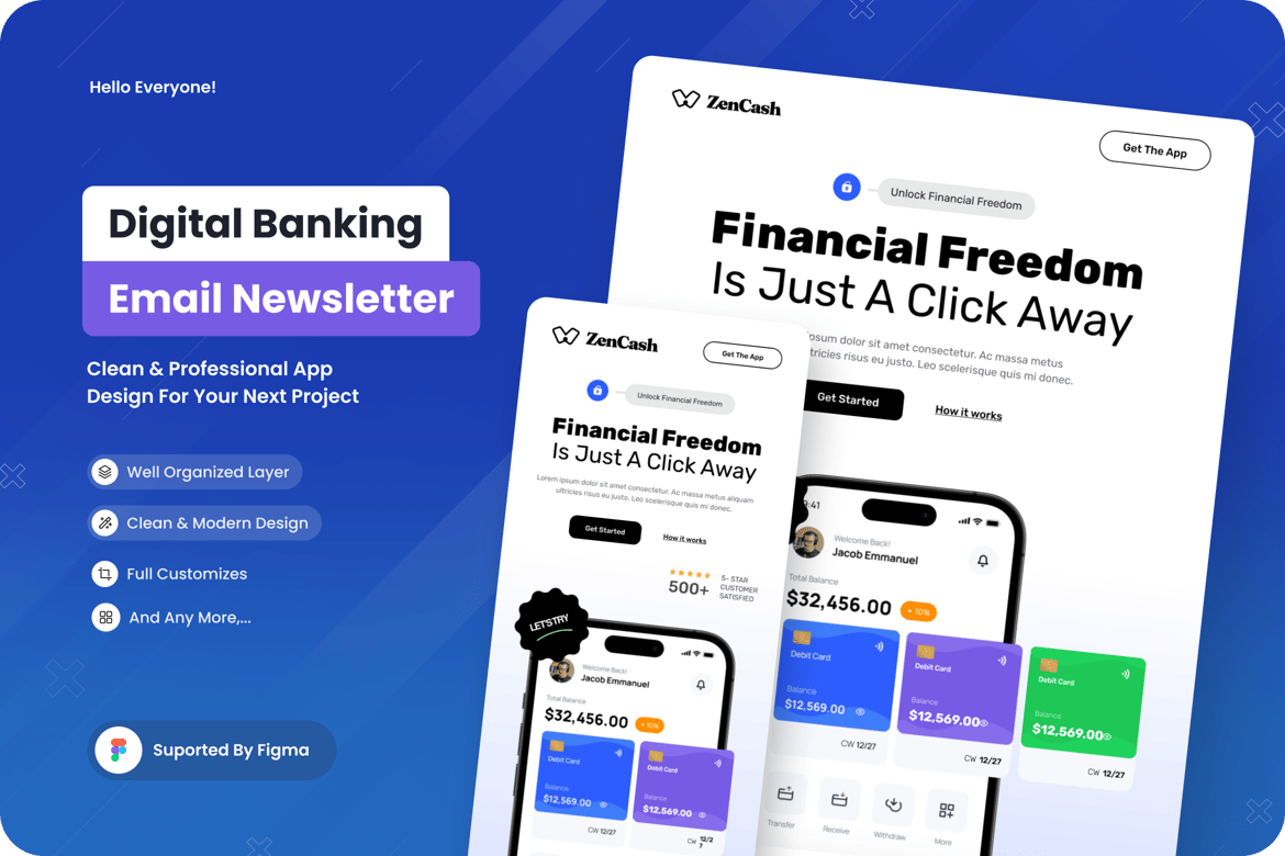 Download ZenCash - Digital Banking Email Newsletter Figma Design