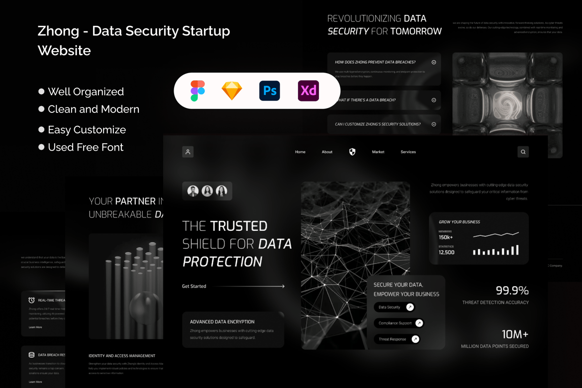 Download Zhong - Data Security Startup Website Figma Design